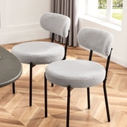 edx Upholstered Dining Chairs, Mid Century Modern Round Dining Room Chairs for Vanity For Living Room Set of 2, Gray