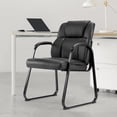 thumbnail image 1 of EDX Waiting Room Chairs, Leather Reception Chair with Soft Armrests, Elderly Chair, Fixed Guest Chair, Suitable for Office, Home, and Bedroom, Black, 1 of 11