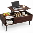 thumbnail image 1 of edx Wooden Lift Top Coffee Table with Hidden Compartments and Adjustable Shelves - Ideal for Small Homes, Apartments, Reception Rooms, Dark Brown, 1 of 11