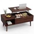 thumbnail image 1 of edx Wooden Lift Top Coffee Table with Hidden Compartments and Adjustable Shelves - Ideal for Small Homes, Apartments, Reception Rooms, Dark Brown, 1 of 11