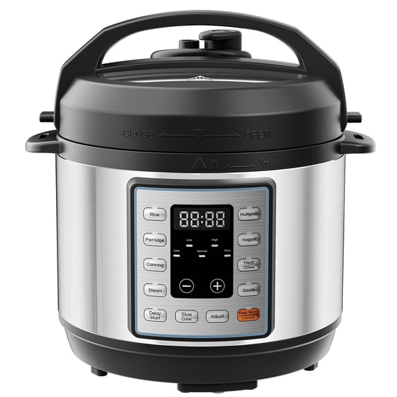 edx 3 Quart Electric Pressure Cooker,Multi-Function Features Stainless Steel Pot with 8 Functional Modes & Programmable Timer, Silver