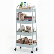 EDX 4-Tier Rolling Cart, 132 lbs Metal Utility Cart Storage Organizer with Lockable Casters, Multi-Functional Mesh Rolling Storage Cart for Kitchen Office, Green