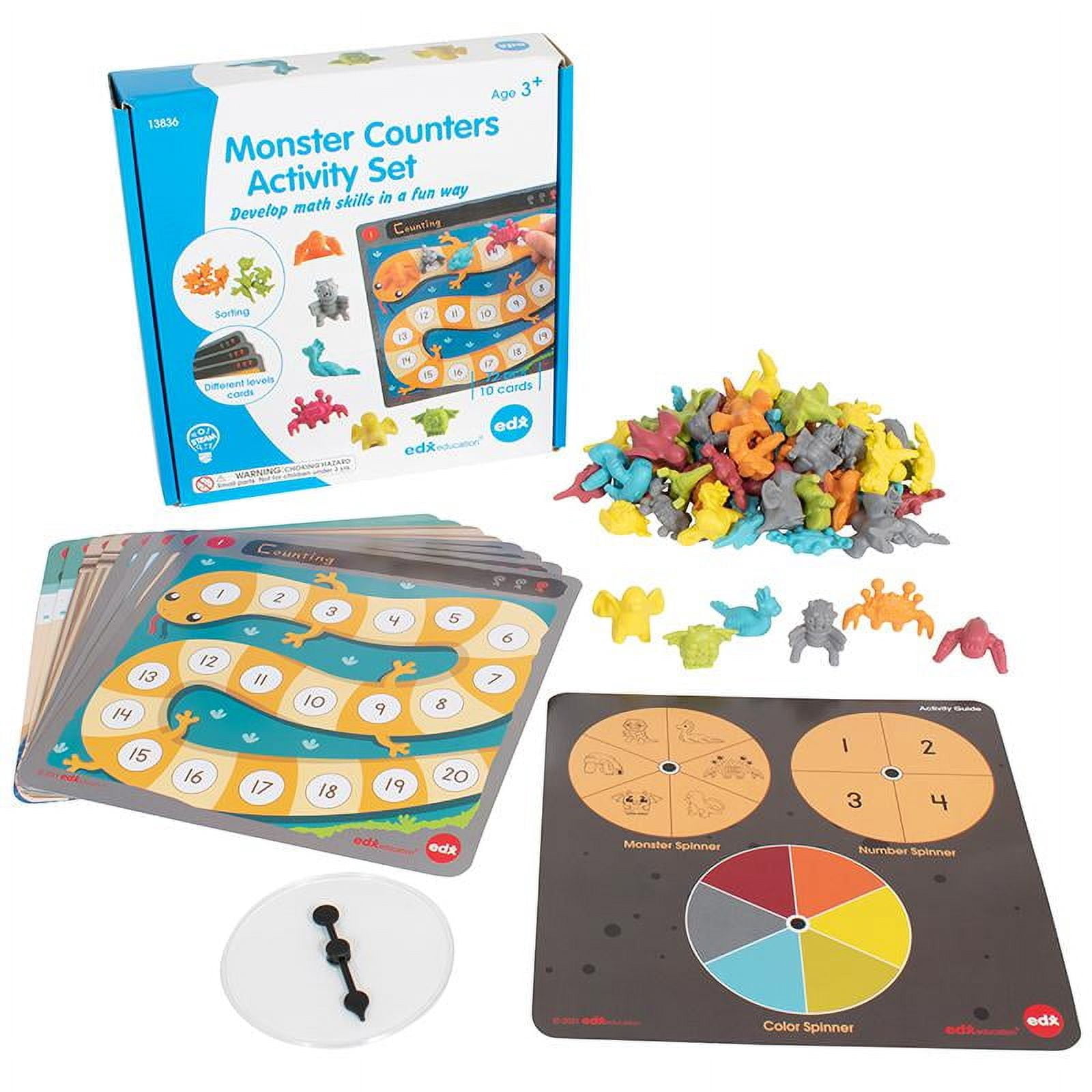 edxeducation Monster Counters Activity Set - Set of 36 - 10 Double-Sided Activity Boards