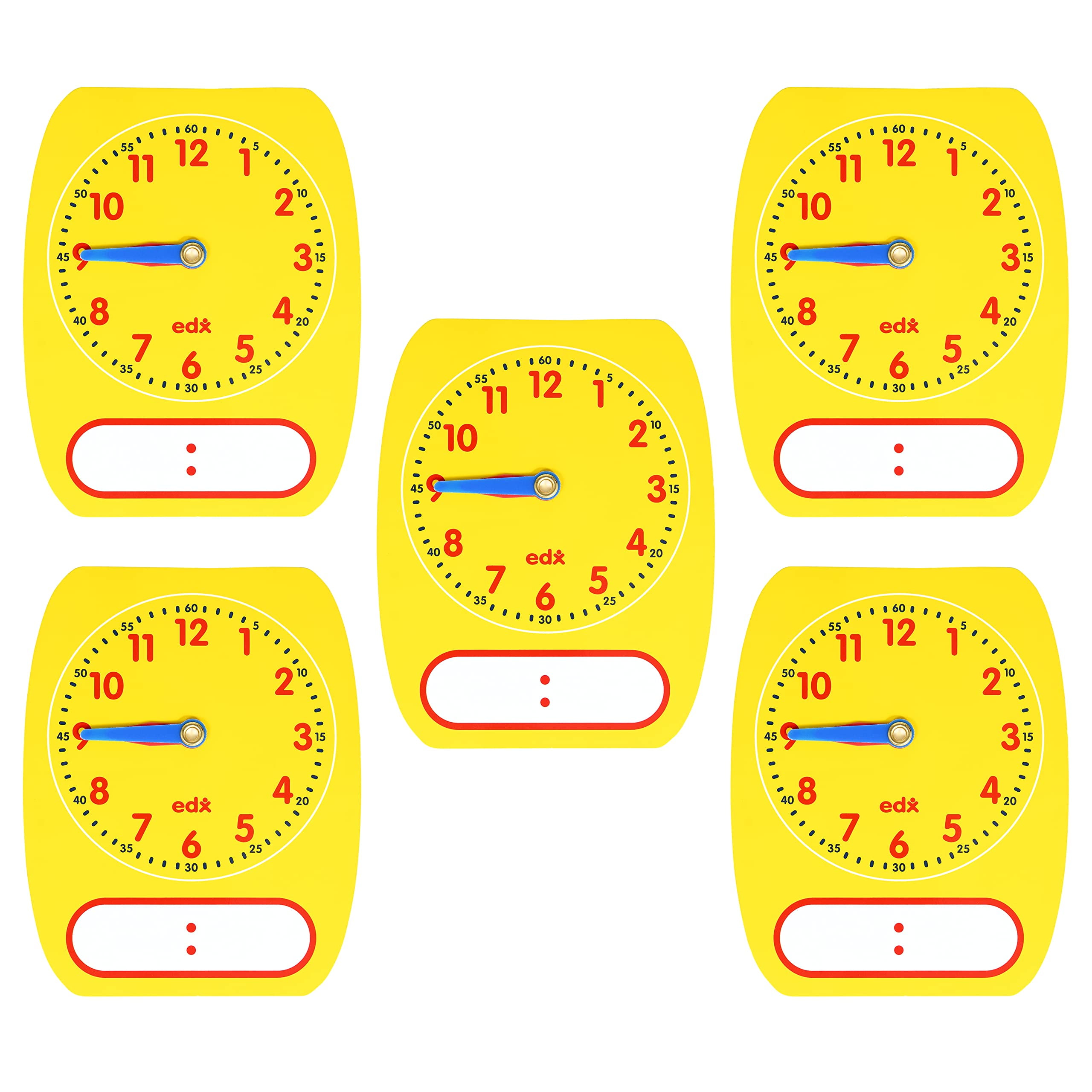 edxeducation WriteOn WipeOff Clock Dials Set of 5 Clock for Kids
