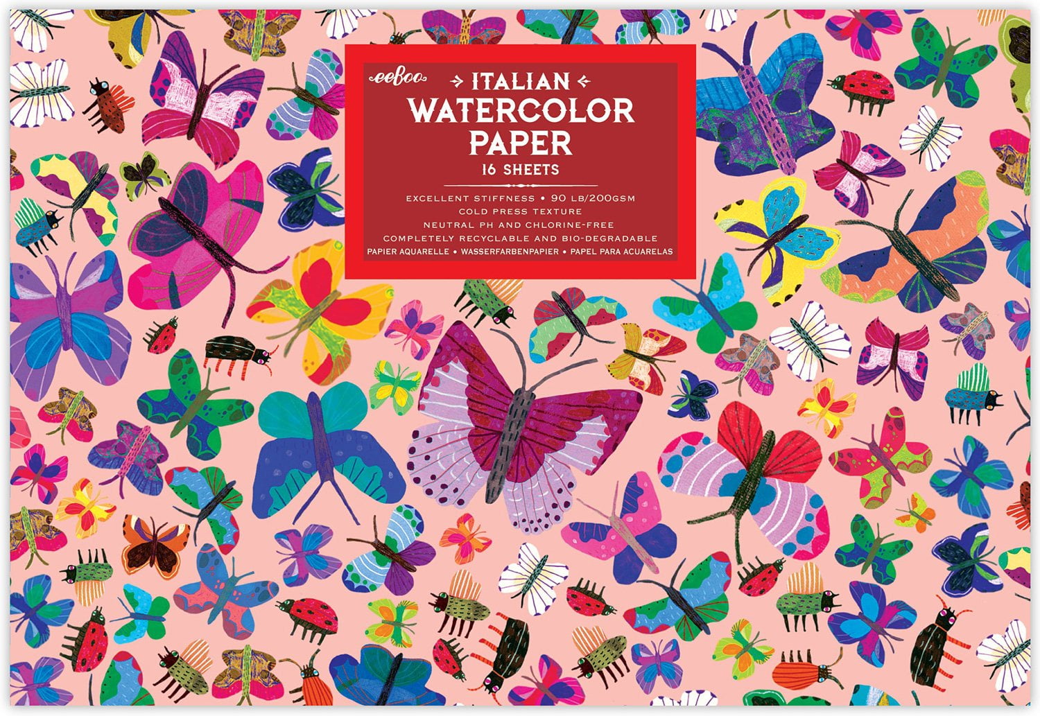 eeBoo Butterflies Watercolor Pad/16 Sheets