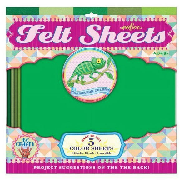eeBoo Chameleon Colors Green Felt Sheets, 5 sheets