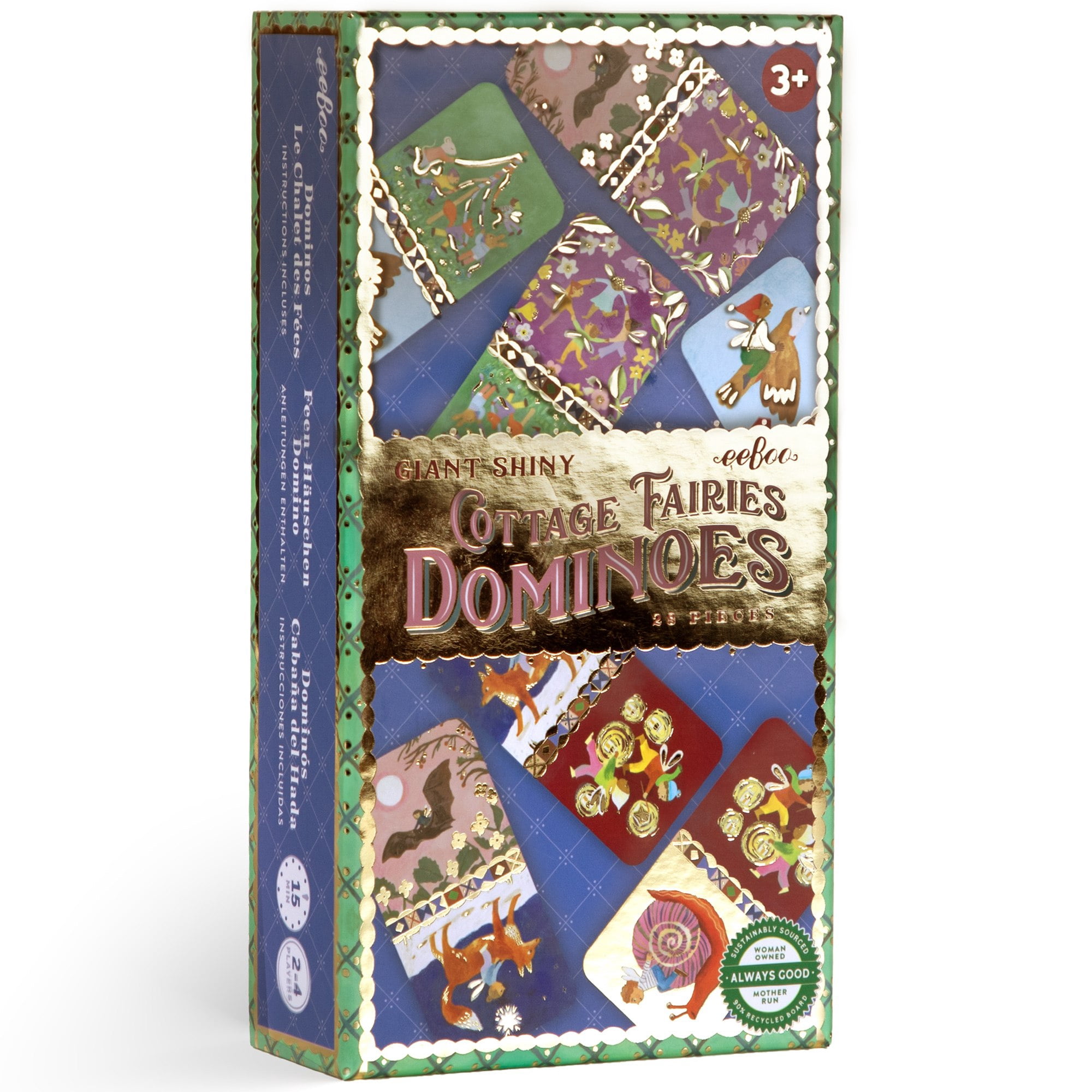 eeBoo Cottage Fairies Giant Shiny Dominoes, Ages 3+, For 2+ Players - Reinforces Matching, Counting, And Sequencing Skills Through Hands-On Play