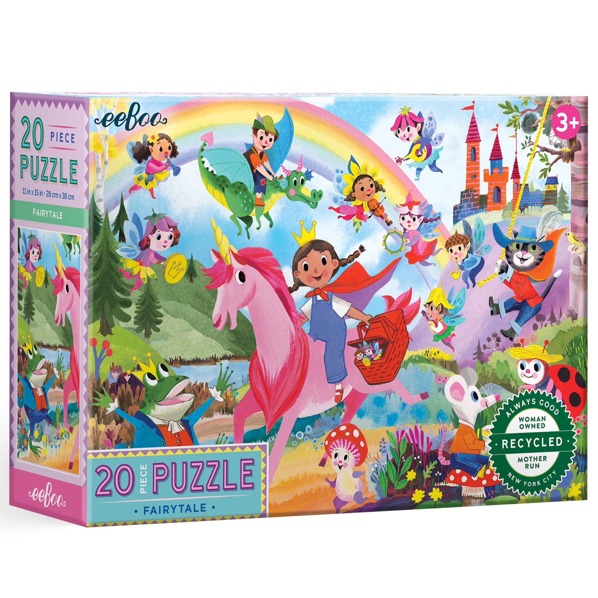 eeBoo: Fairies & Tales - 20 Piece Puzzle, 11 x 15" Jigsaw, Oversized Colorful High-Quality Pieces, Fantasy Preschool Puzzle, Children, Kids Ages 3+