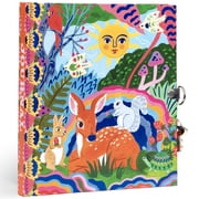 eeBoo Fawn & Sun Journal - Lock & Keys, 176 Lined Pages, Sketch & Take Notes, 6.25 x 5.5", Animal Themed Diary, Foil-Stamped Hardcover, Kids & Teens