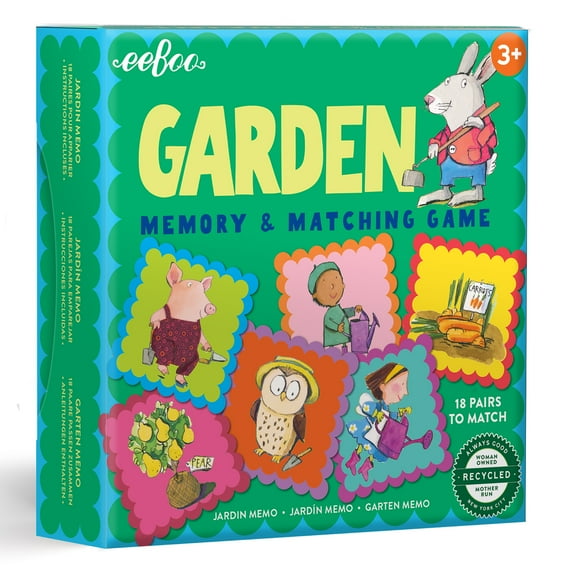 eeBoo Garden Little Square Memory & Matching Game, Developmental and Educational Fun, 3 Years and Up.