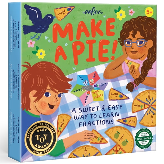 eeBoo: Make A Pie - Fraction Learning Piece Laying Board Game, Colorful Slices, Sweet & Easy Way To Learn Fractions, Educational Math Play, Kids 5+