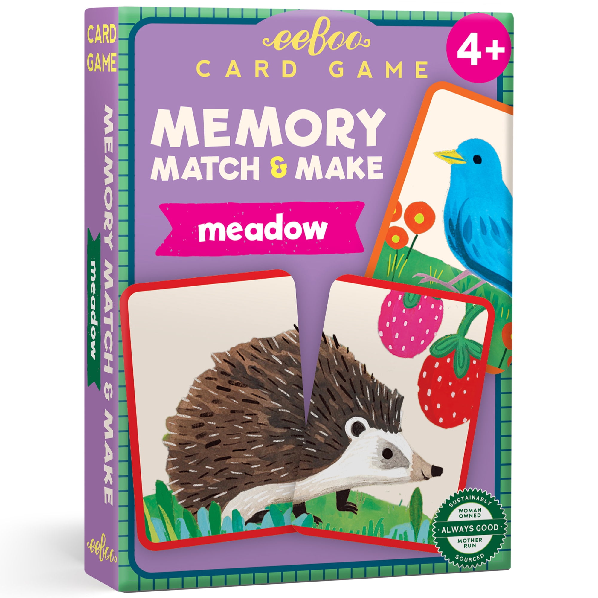 eeBoo Meadow Memory Match & Make Game, Ages 4+ For 1-4 Players - Sharpens Visual Acuity, Concentration, And Memory Skills, 48 Cards, 24 Pairs