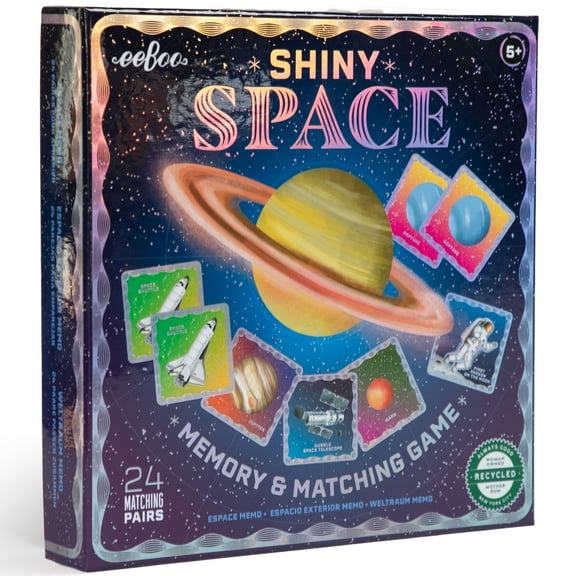 eeBoo: Memory & Matching Game: Shiny Space - 24 Pairs To Match & Memorize, Colorful Tiles, Encourages Recognition & Concentration Skills, Kids Ages 5+