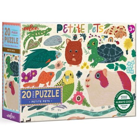 eeBoo: Petite Pets - 20-Piece Puzzle – 11x15" Collage Jigsaw, Animals-Fish-Birds-Reptiles, Oversized Pieces, Skill Building Play, Preschool, Kids 3+