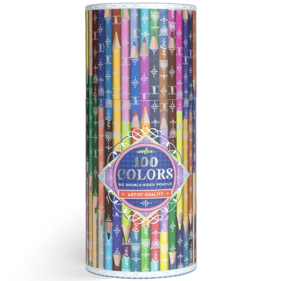 eeBoo Piece & Love: 100 Colors - 50 Double-Sided Color Pencils, Adults Artist Quality Pencils, Art Supplies