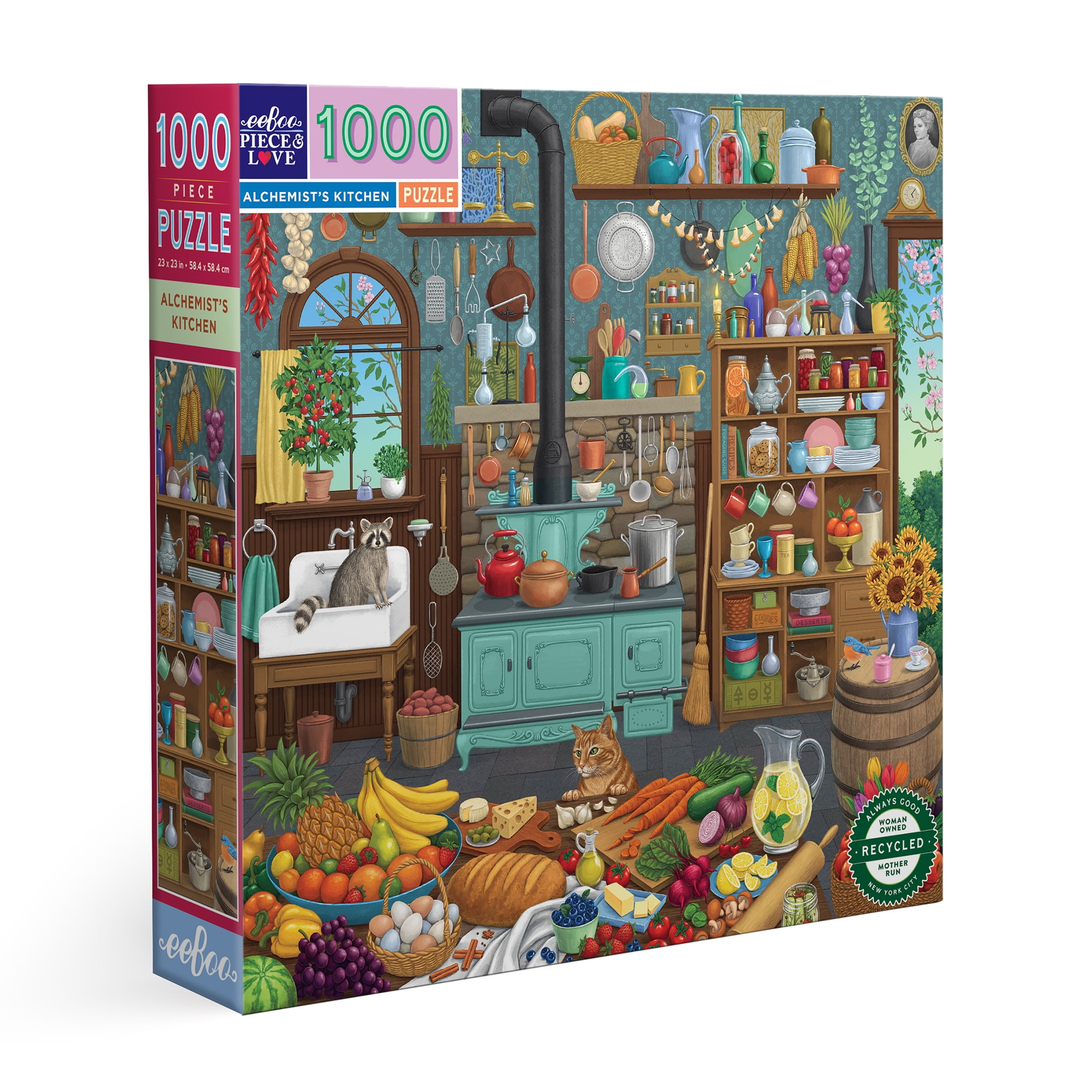 eeBoo Piece & Love: Alchemist's Kitchen - 1000 Piece Puzzle - Adult Square Jigsaw, 23x23", Includes Image Reference Insert, High-Quality Pieces