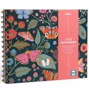 eeBoo Piece & Love Artist Sketchbook - Victorias - 80 Pages, 9.5x7.5" Hardcover Spiral Book, 160 GSM, 108 LBS Drawing Paper, Butterfly Floral Cover