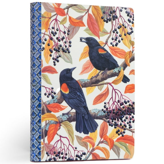 eeBoo Piece & Love: Autumn Blackbirds Gilded Journal - Hardcover Adult Diary Book, Journaling & Sketching, 112 Dotted & Lined Pages, Acid-Free Paper