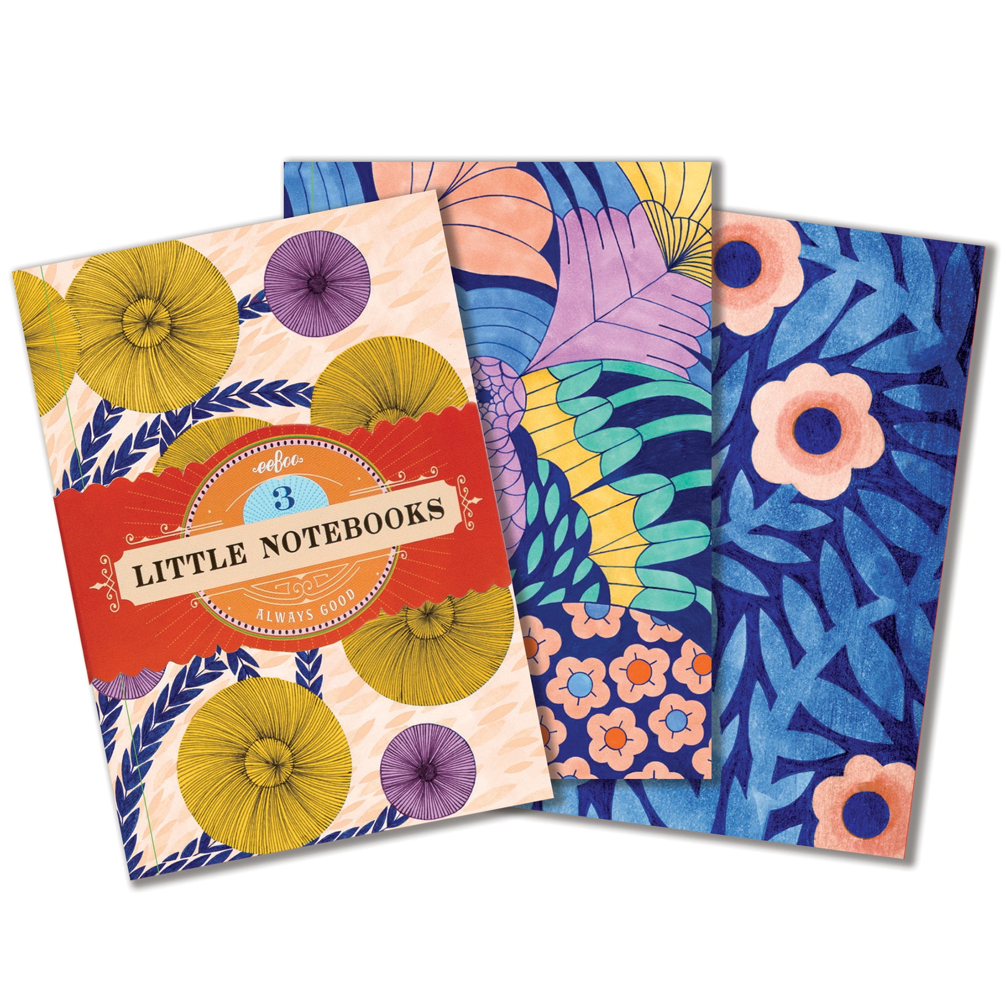 eeBoo Piece & Love: Cecilia's Little Notebooks - Set of 3, 5.75 x 4", 64pg Each, Nature Themed Adult Journals, Notes-Sketch-Draw, Lines & Dot Grid