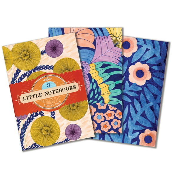 eeBoo Piece & Love: Cecilia's Little Notebooks - Set of 3, 5.75 x 4", 64pg Each, Nature Themed Adult Journals, Notes-Sketch-Draw, Lines & Dot Grid