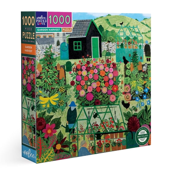 eeBoo Piece & Love: Garden Harvest - 1000 Piece Puzzle - Adult Square Jigsaw, 23x23", Includes Image Reference Insert, Glossy High-Quality Pieces