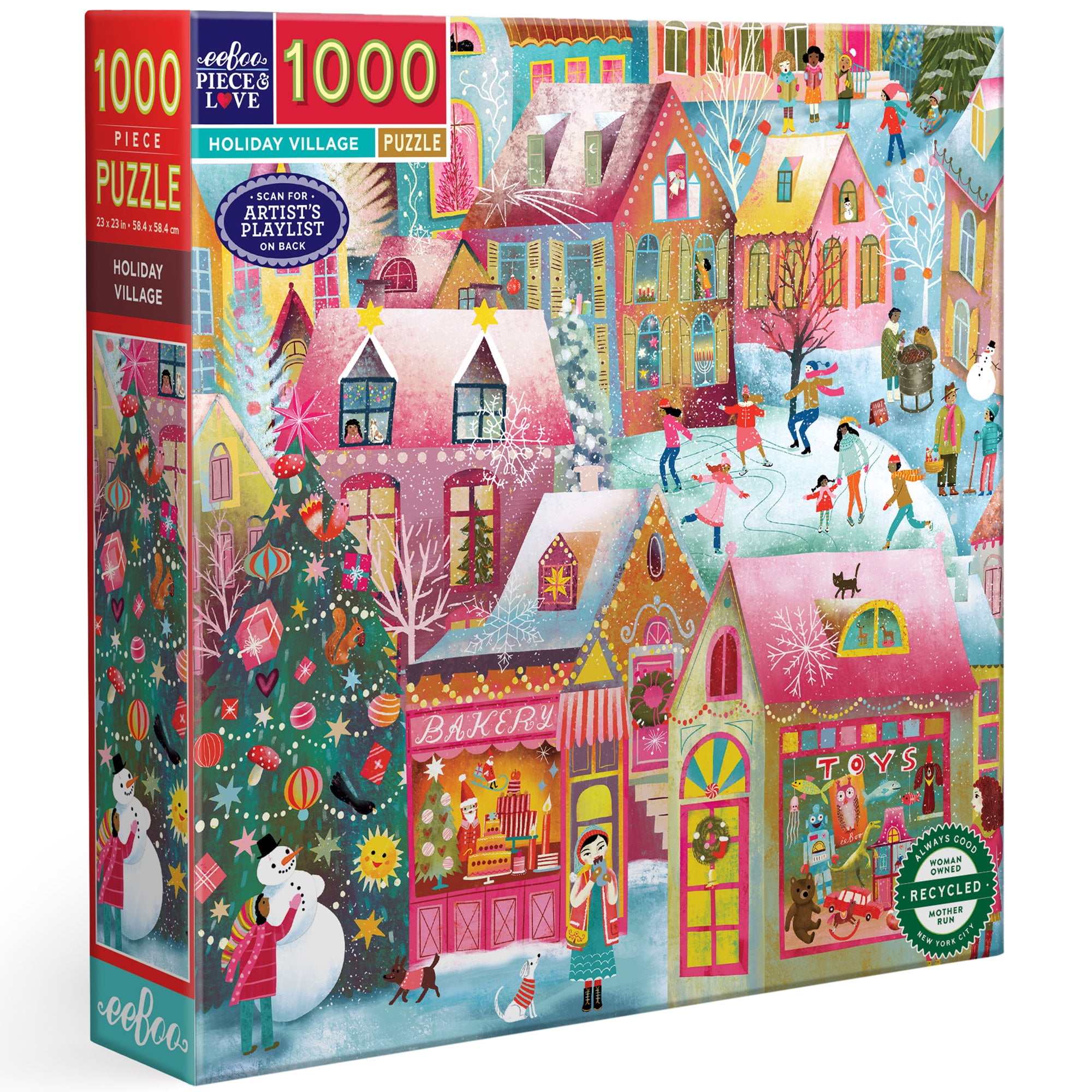 eeBoo Piece & Love: Holiday Village - 1000 Piece Puzzle - Adult Square ...