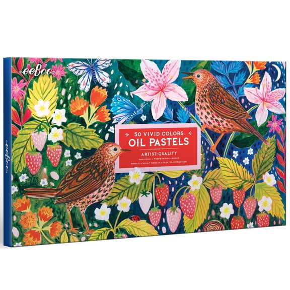 eeBoo Piece & Love: Oil Pastels - Strawberry Peeps - 50-Piece Set, Artist-Quality Soft Pastels, Copper Foil Accents, Gift Box, Supplies Kids & Adults