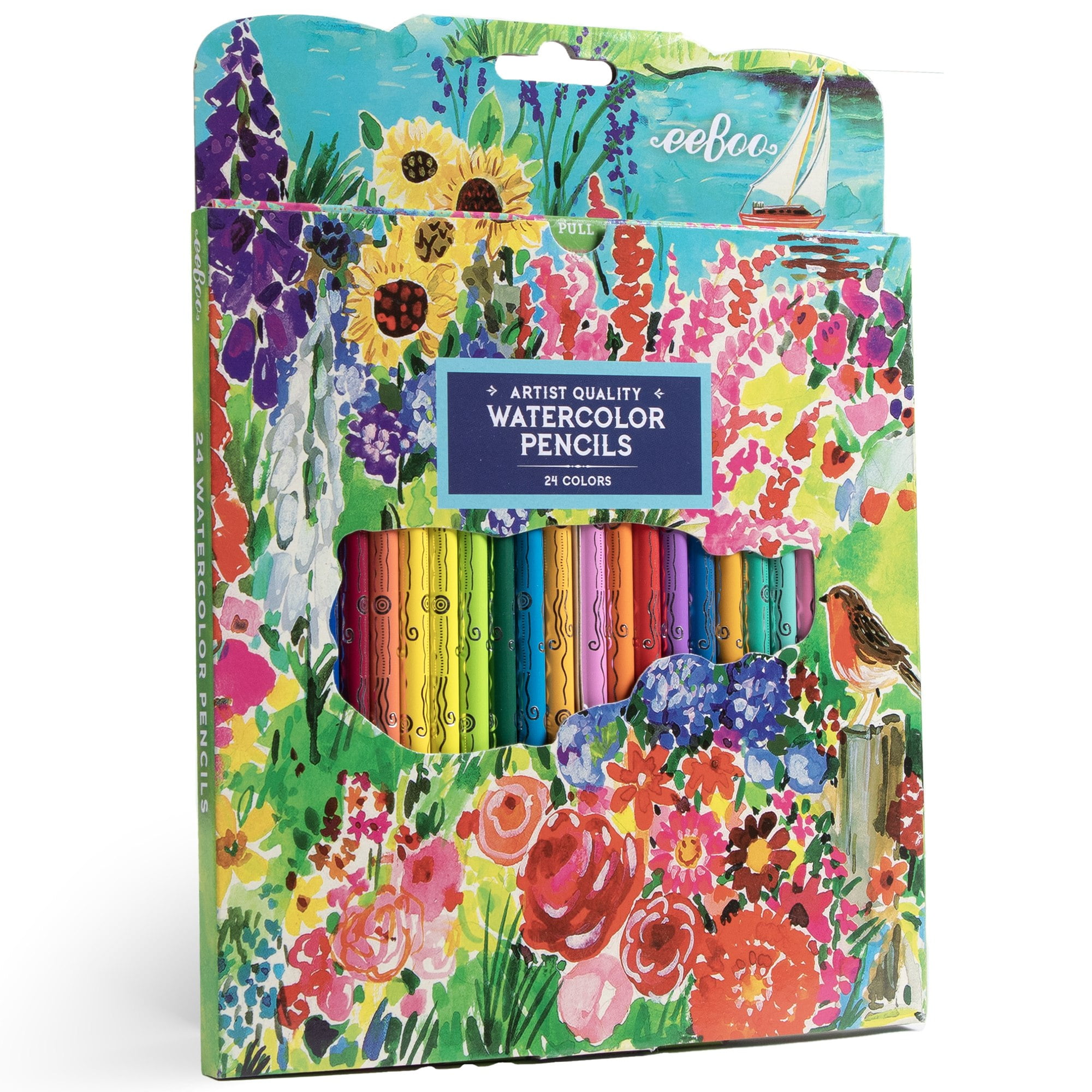 eeBoo Piece & Love: Seaside Garden Watercolor Pencils - 24 Count - Adults Artist Quality Pencils, Arts & Crafts