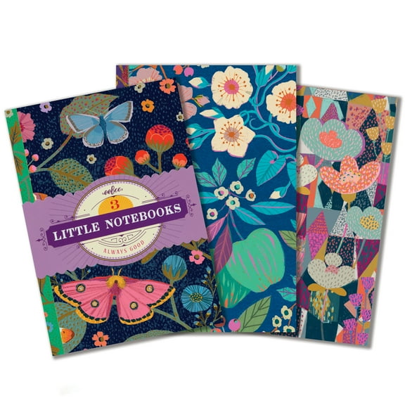 eeBoo Piece & Love: Victoria's Little Notebooks - Set of 3, 5.75 x 4", 64pg Each, Nature Themed Adult Journals, Notes-Sketch-Draw, Lines & Dot Grid