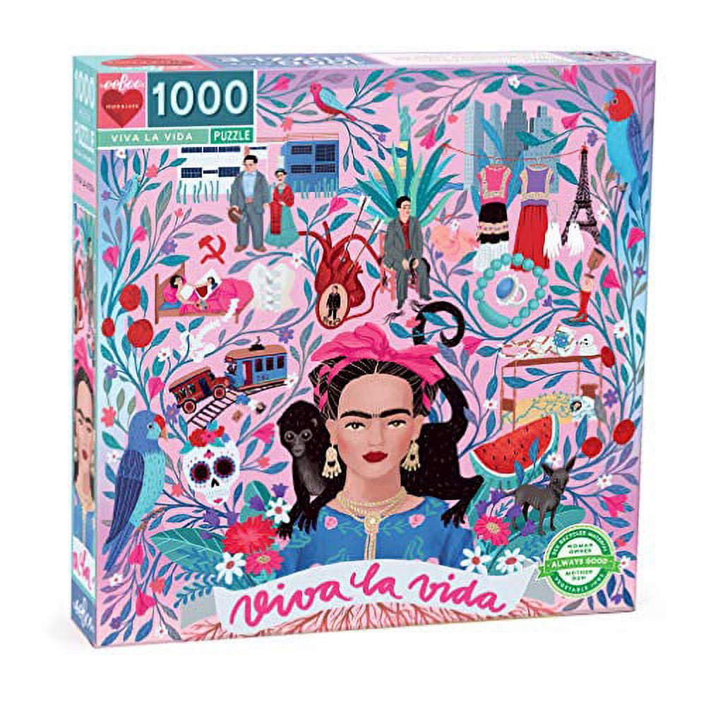 eeBoo Piece and Love Viva la Vida Frida Kahlo 1000 piece square adult ...