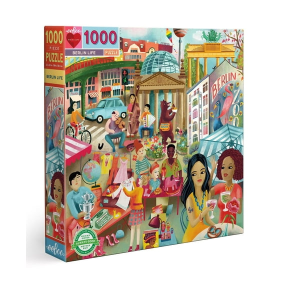 eeBoo Piece and Love Berlin Life 1000 Piece Square Jigsaw Puzzle, 23" x 23" square, Ages 14 and Up
