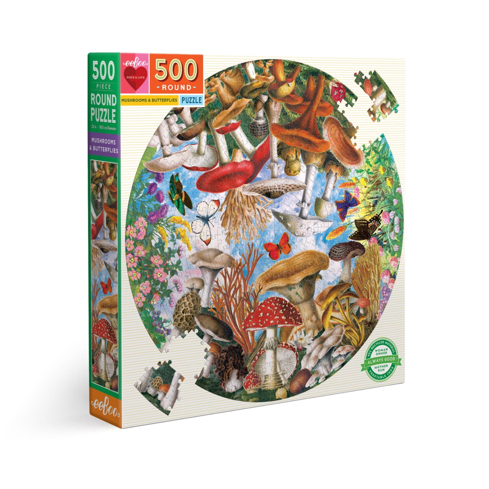EeBoo Positivity 500 Piece Round Puzzle – Mindful Jigsaw For Adults & Families, 23” Diameter - View #8