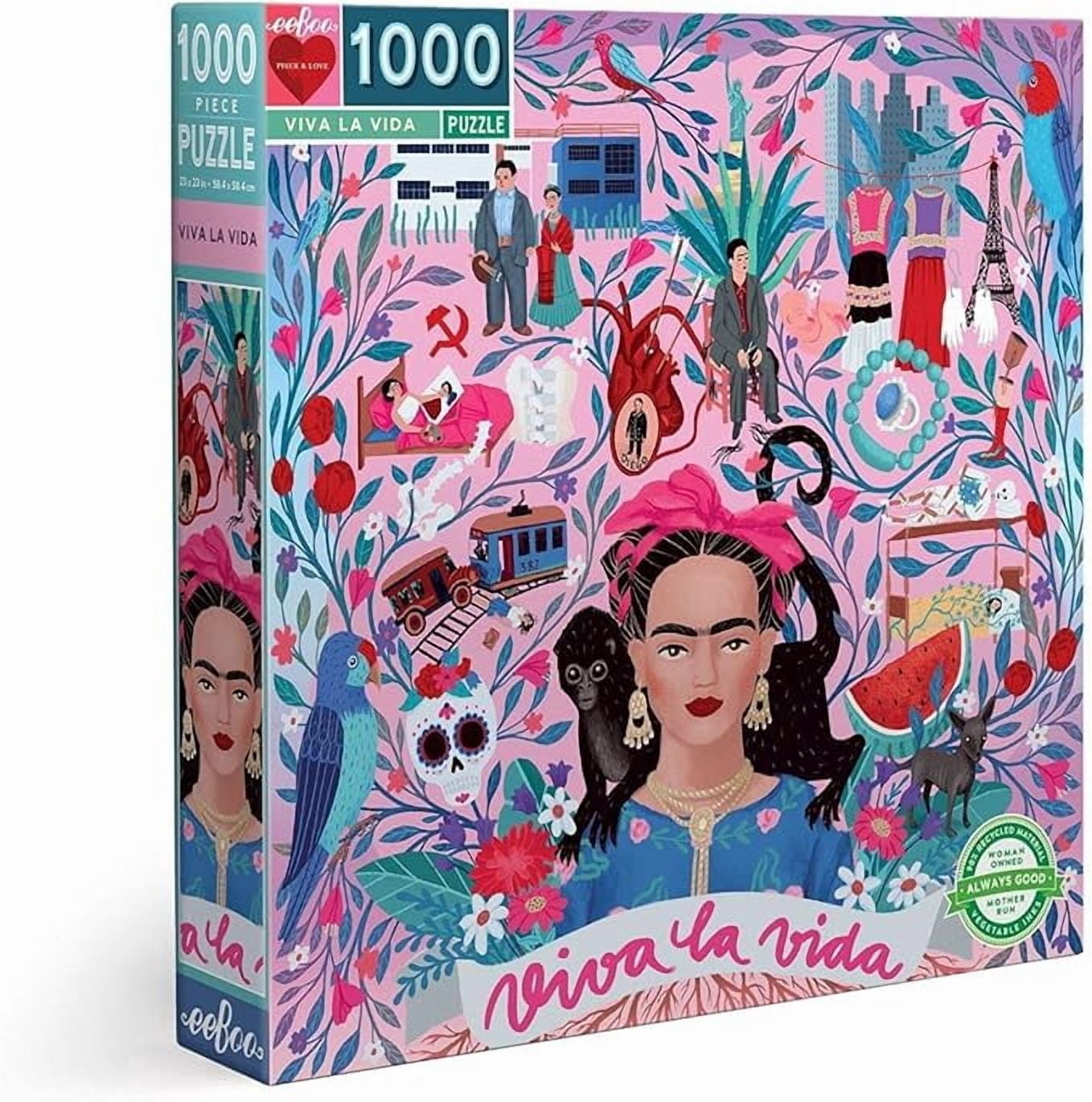 eeBoo: Piece and Love Viva la Vida Frida Kahlo 1000 Piece Square Puzzle ...