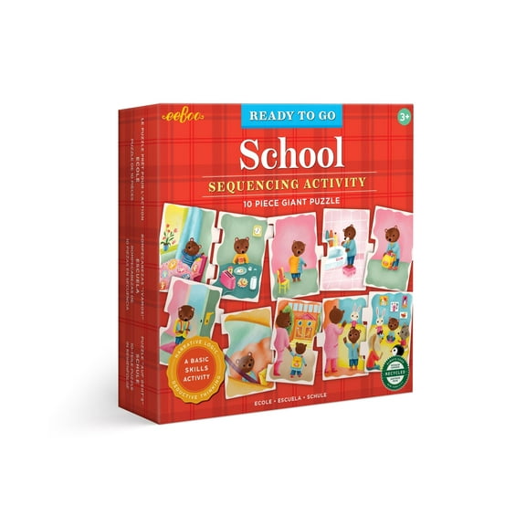 eeBoo Ready to Go Puzzle - School - Sequencing Activity, Ages 3 and Up