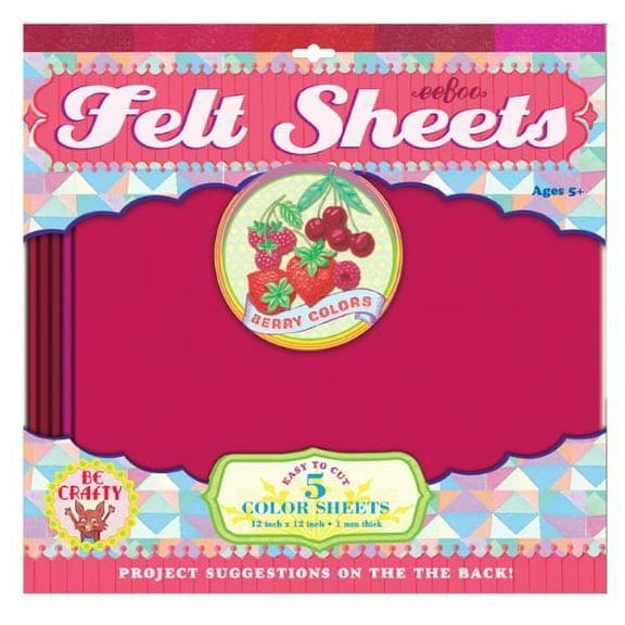 eeBoo Red & Pink Berry Colors Felt Sheets, 5 sheets