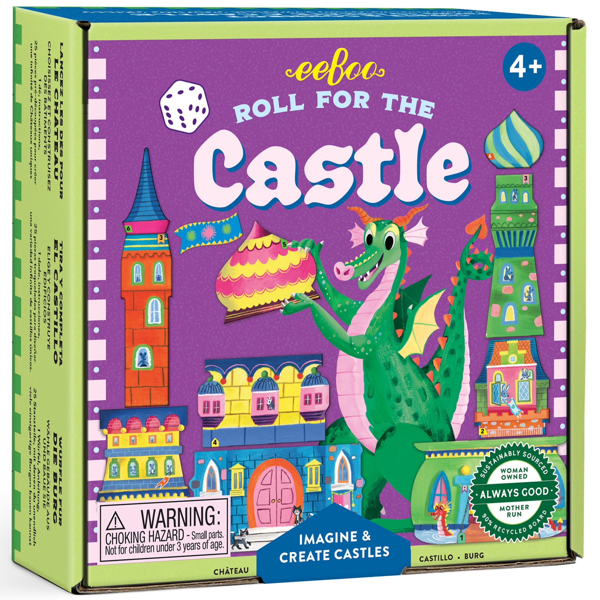 eeBoo Roll For The Castle Dice Game, Ages 4+, For 1-4 Players - Develops Matching Skills And Imaginative, Screen-Free Play, 10-15 Minute Playtime