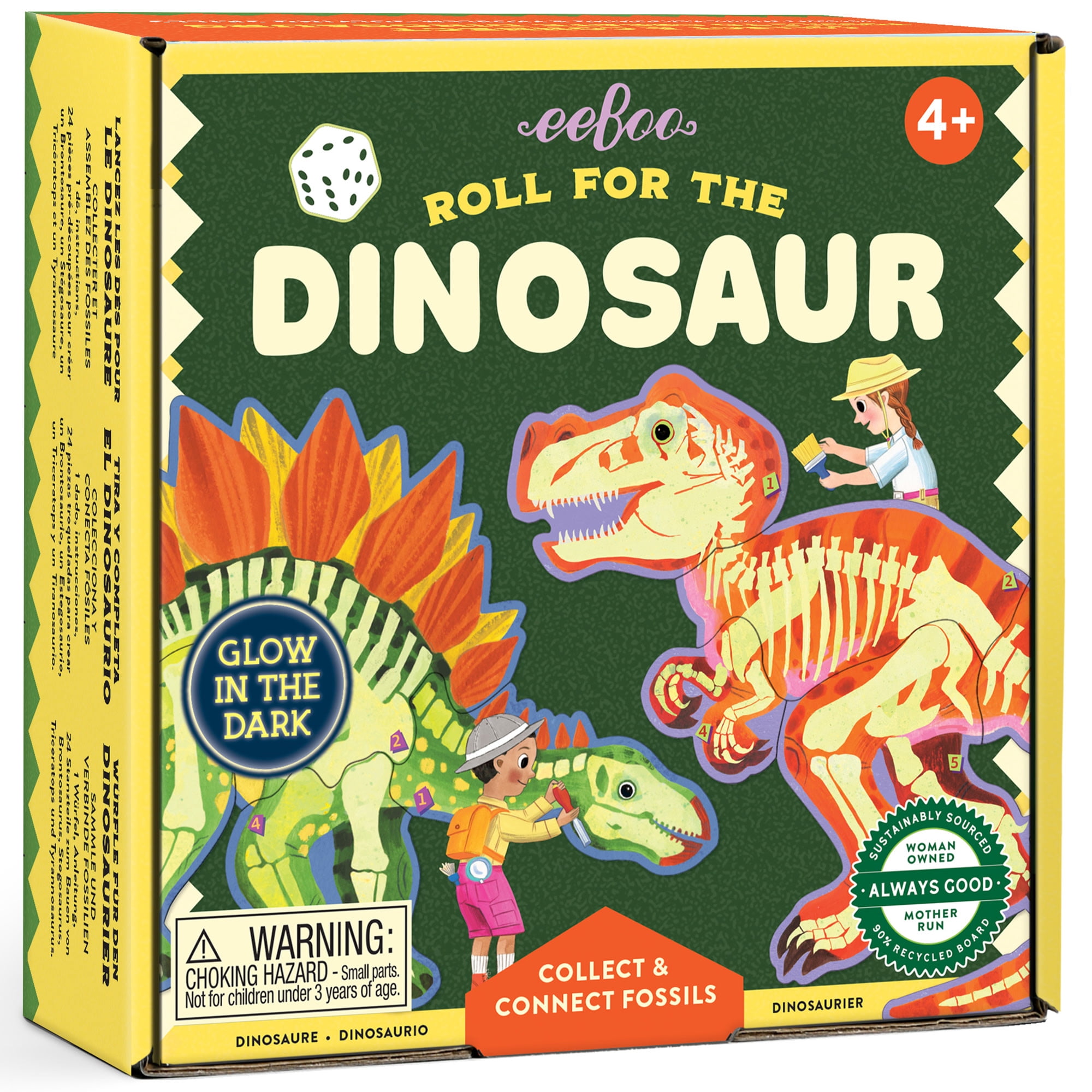 eeBoo Roll For The Dinosaur Dice Game, Ages 4+, For 1-4 Players - Develops Matching Skills And Imaginative, Screen-Free Play, 10-15 Minute Playtime
