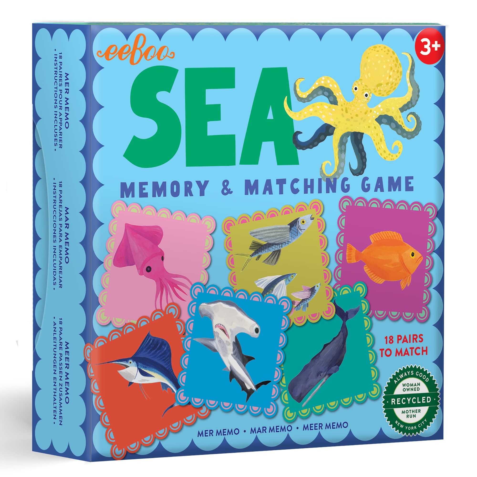 Eeboo Memory eeBoo: Sea Little Square AIF9 Memory & Matching Game, Developmental and ...