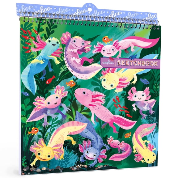 eeBoo: Sketchbook - Axolotl - 6" Square Spiral-Bound Book, 40 Matte Pages, Great For Doodling or Sketching, Inspires Creativity, Kids Ages 3+