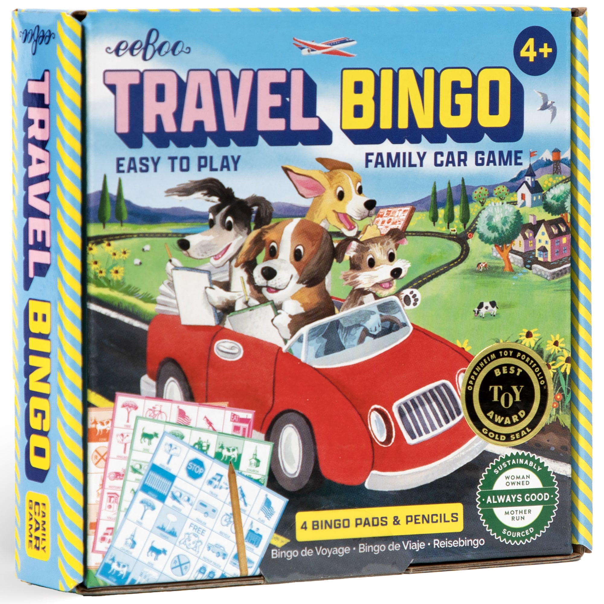 eeBoo Travel Bingo For Kids, Car Game With 4 Pads & Pencils, Ages 4+ - Reinforces Observation & Recognition Skills, Builds Focus & Grows Awareness
