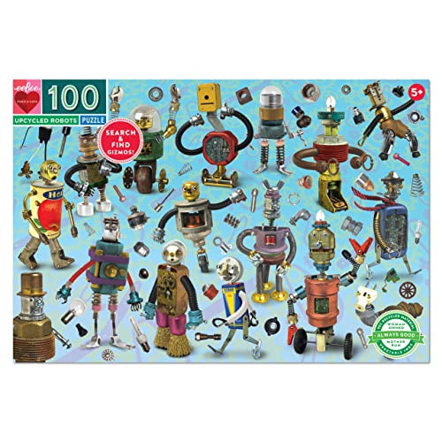 eeBoo: Upcycled Robots 100 Piece Puzzle, Perfect Project for Little Hands