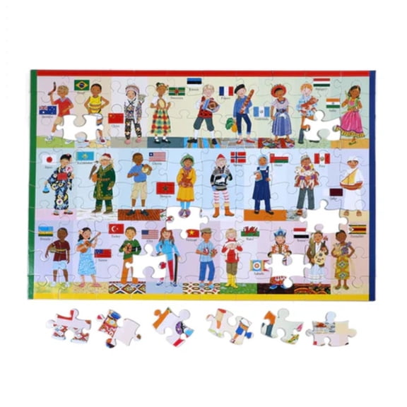 eeBoo's People of The World 100 Piece Educational Jigsaw Puzzle - Rectangle