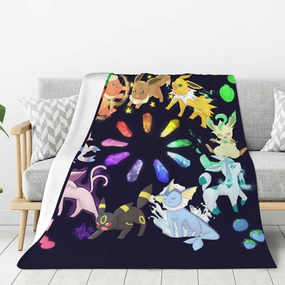 eevee,vaporeon,leafeon,umbreon,espeon,glaceon,flareon,jolteon Blanket,Flannel Blanket Throw for Kids,Soft Warm Cozy Plush Blanket for Couch Bed Sofa,40"x30"