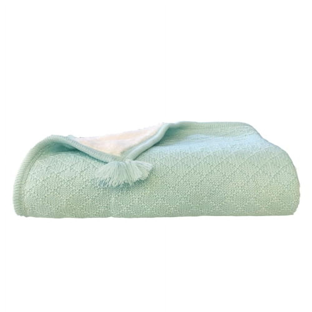effe bebe Knoten Luxe Cable Knit Sherpa Baby Blanket (Beach Glass