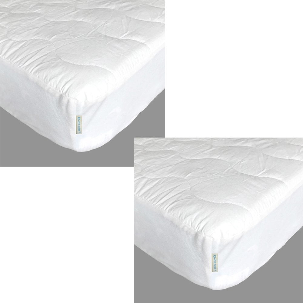 effe bebe Waterproof Crib Mattress Cover, with a 230 Count cotton top, quilted polyfill padding and a skirt that contains a non-woven waterproof laminated film backing - 2 Pack