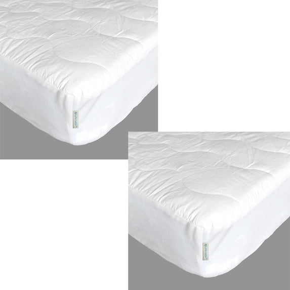 effe bebe Waterproof Crib Mattress Cover, with a 230 Count cotton top, quilted polyfill padding and a skirt that contains a non-woven waterproof laminated film backing - 2 Pack