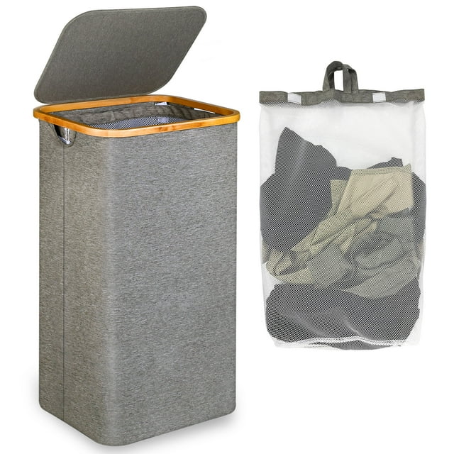 Efluky Slim Laundry Basket with Lid, Narrow Laundry Hamper with