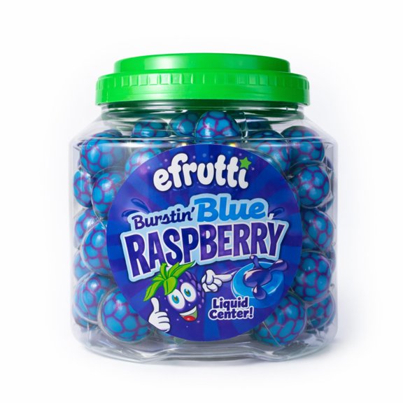 efrutti Burstin' Blue Raspberry, Liquid Center Gummy Candy, Individually Wrapped, 75 Count