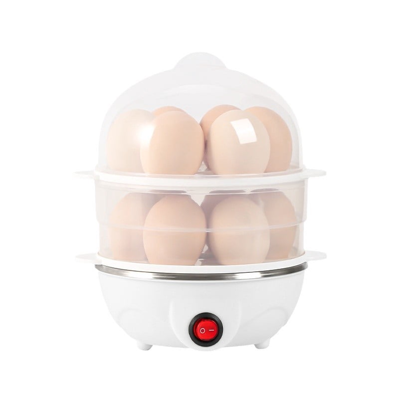 Behome Rapid Electric Egg Cooker 14 Egg Capacity,Double-Layer Lazy Egg Boiler,Multifunction Heated Maker Egg Poacher & Vegetable Steamer