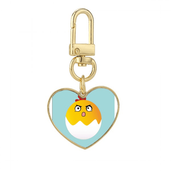 egg cry lovely fcartoon gold heart keychain metal keyring holder